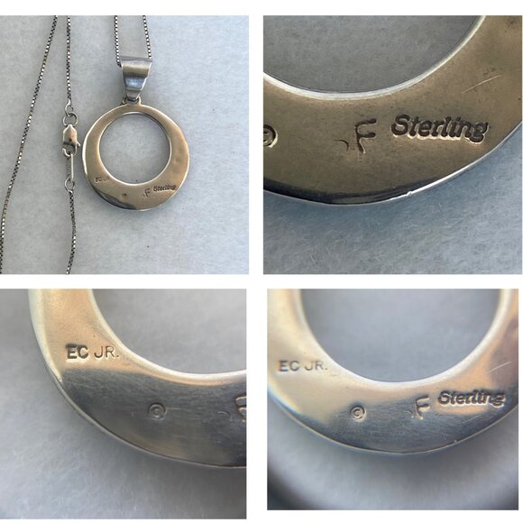 VTG Sterling Silver 925 Navajo Opal Inlay Southwest Style Pendant Necklace 18" - Picture 9 of 16